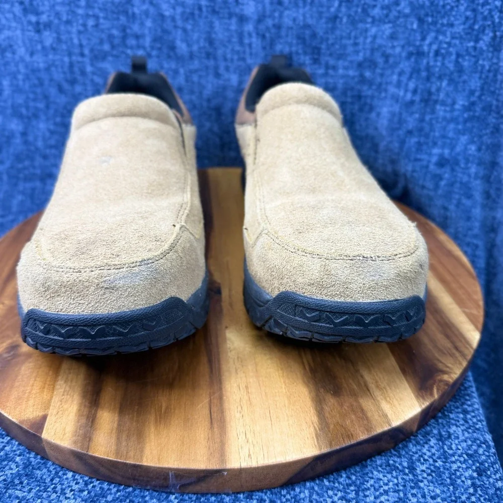 Brazos Steel Toe Work Shoes Mens 13EE Tan Suede Leather Slip On 170843